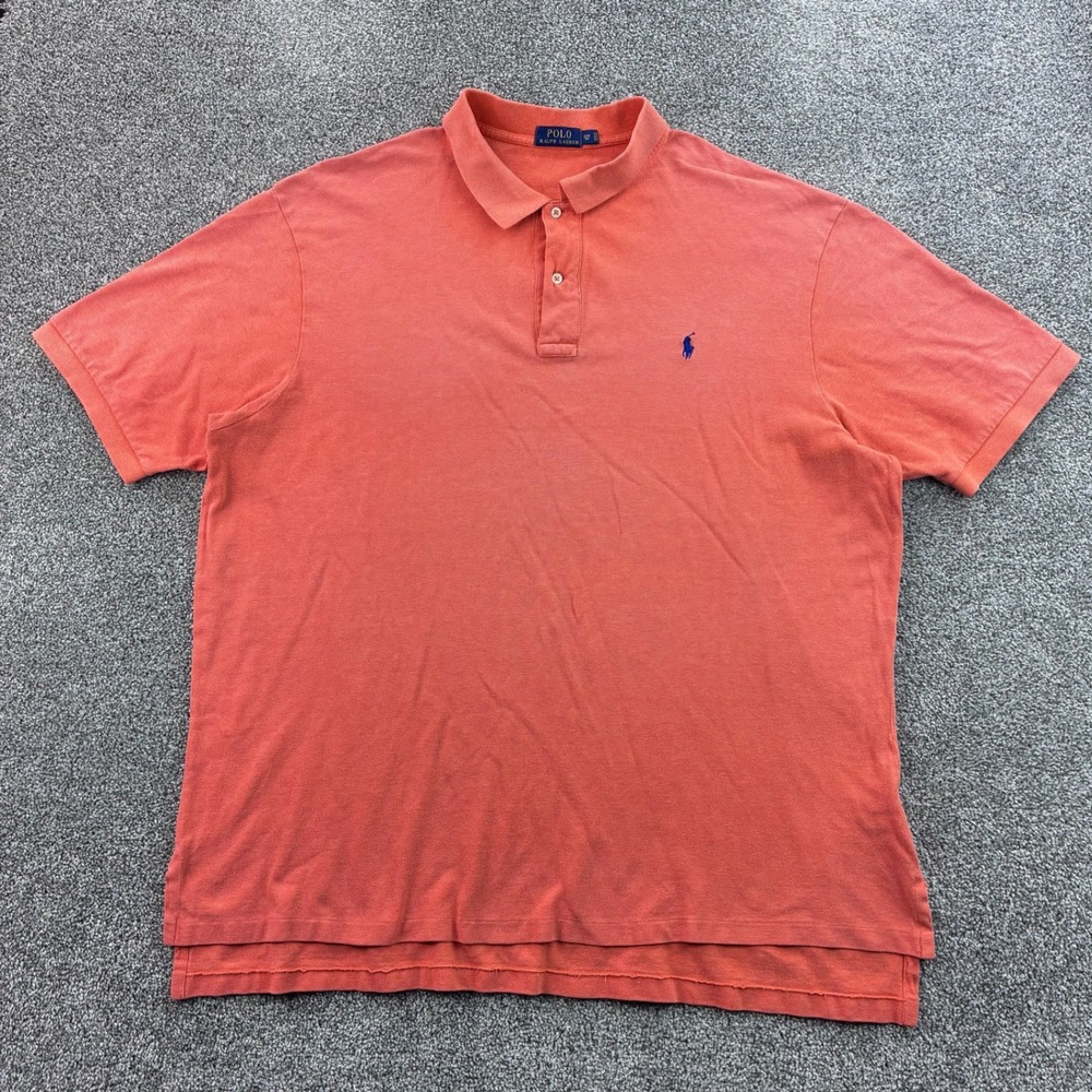 Polo Ralph Lauren Shirt Mens 3XB Orange Cotton Pique Short Sleeve Pony Logo Big